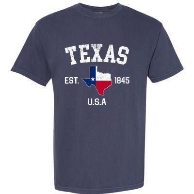 Vintage Texas Est 1845 Texas State Flag Map Texan Pride Garment-Dyed Heavyweight T-Shirt