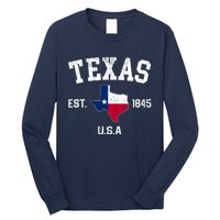 Vintage Texas Est 1845 Texas State Flag Map Texan Pride Long Sleeve Shirt