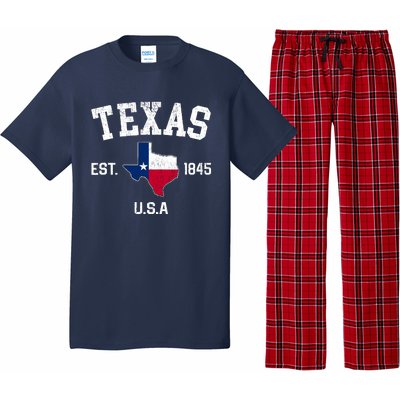 Vintage Texas Est 1845 Texas State Flag Map Texan Pride Pajama Set