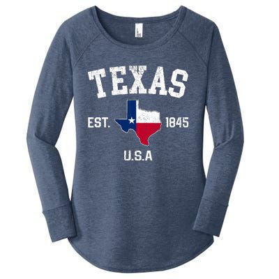 Vintage Texas Est 1845 Texas State Flag Map Texan Pride Women's Perfect Tri Tunic Long Sleeve Shirt