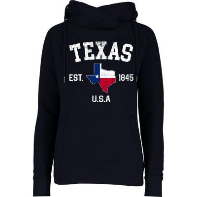 Vintage Texas Est 1845 Texas State Flag Map Texan Pride Womens Funnel Neck Pullover Hood