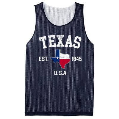 Vintage Texas Est 1845 Texas State Flag Map Texan Pride Mesh Reversible Basketball Jersey Tank