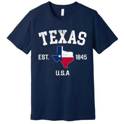 Vintage Texas Est 1845 Texas State Flag Map Texan Pride Premium T-Shirt