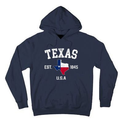 Vintage Texas Est 1845 Texas State Flag Map Texan Pride Tall Hoodie