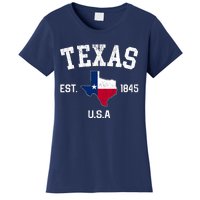 Vintage Texas Est 1845 Texas State Flag Map Texan Pride Women's T-Shirt