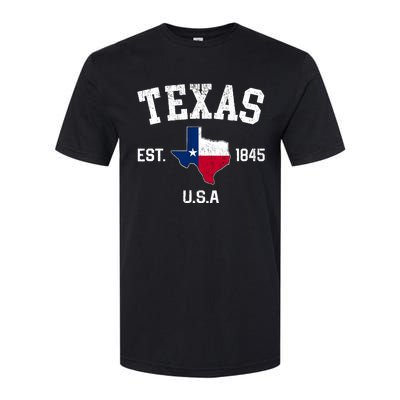 Vintage Texas Est 1845 Texas State Flag Map Texan Pride Softstyle CVC T-Shirt