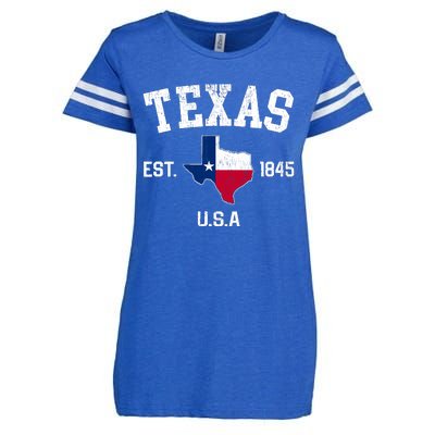 Vintage Texas Est 1845 Texas State Flag Map Texan Pride Enza Ladies Jersey Football T-Shirt