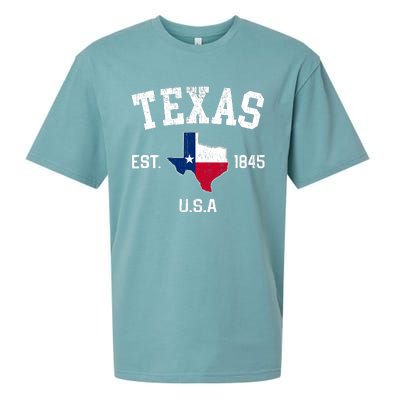 Vintage Texas Est 1845 Texas State Flag Map Texan Pride Sueded Cloud Jersey T-Shirt