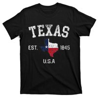 Vintage Texas Est 1845 Texas State Flag Map Texan Pride T-Shirt