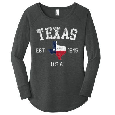 Vintage Texas Est 1845 Texas State Flag Map Texan Pride Women's Perfect Tri Tunic Long Sleeve Shirt