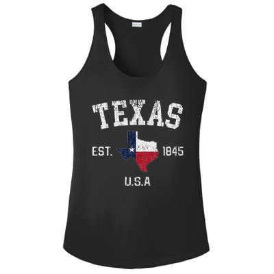 Vintage Texas Est 1845 Texas State Flag Map Texan Pride Ladies PosiCharge Competitor Racerback Tank