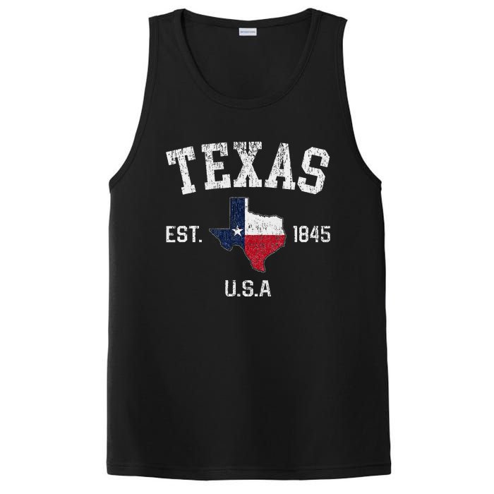 Vintage Texas Est 1845 Texas State Flag Map Texan Pride PosiCharge Competitor Tank