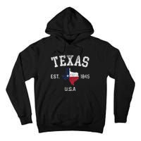 Vintage Texas Est 1845 Texas State Flag Map Texan Pride Tall Hoodie