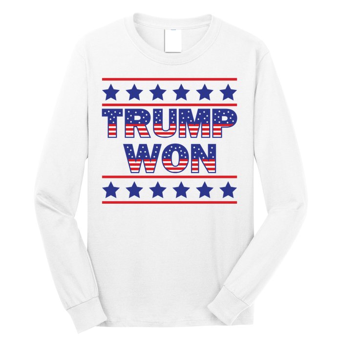 Victory Triumph Election Winner 2024 Trump Won American Flag Long Sleeve Shirt