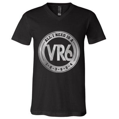 Vr6 Turbo Engine 1 5 3 6 2 4 Car Tuning Six Cylinder Vr6 V-Neck T-Shirt