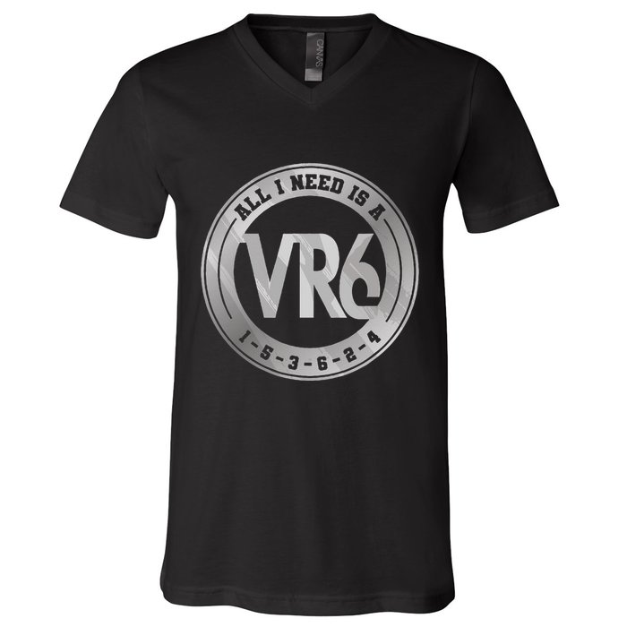 Vr6 Turbo Engine 1 5 3 6 2 4 Car Tuning Six Cylinder Vr6 V-Neck T-Shirt