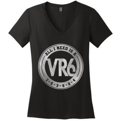 Vr6 Turbo Engine 1 5 3 6 2 4 Car Tuning Six Cylinder Vr6 Women's V-Neck T-Shirt