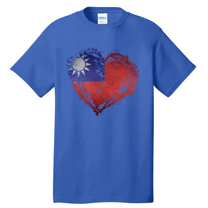 Vintage Taiwan Flag Special Heart Shape Stylish Design Gift Tall T-Shirt