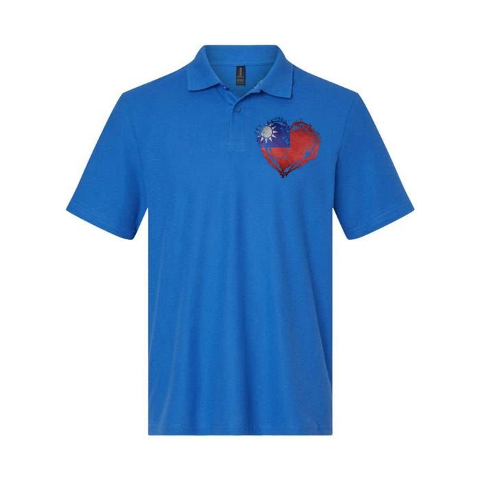 Vintage Taiwan Flag Special Heart Shape Stylish Design Gift Softstyle Adult Sport Polo