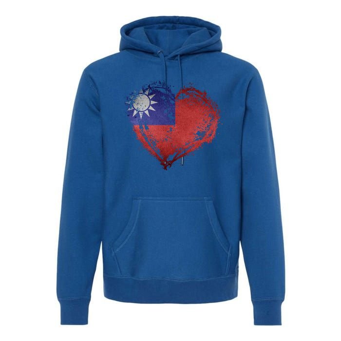 Vintage Taiwan Flag Special Heart Shape Stylish Design Gift Premium Hoodie