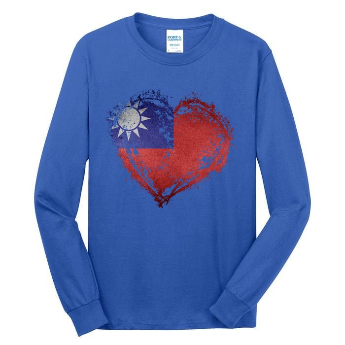 Vintage Taiwan Flag Special Heart Shape Stylish Design Gift Tall Long Sleeve T-Shirt