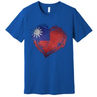 Vintage Taiwan Flag Special Heart Shape Stylish Design Gift Premium T-Shirt