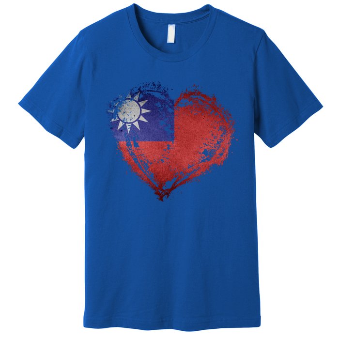 Vintage Taiwan Flag Special Heart Shape Stylish Design Gift Premium T-Shirt