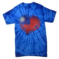 Vintage Taiwan Flag Special Heart Shape Stylish Design Gift Tie-Dye T-Shirt