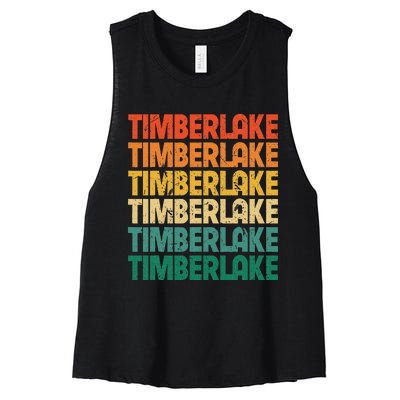 Vintage Timberlake First Name I Love Timberlake Retro Funny Women's Racerback Cropped Tank