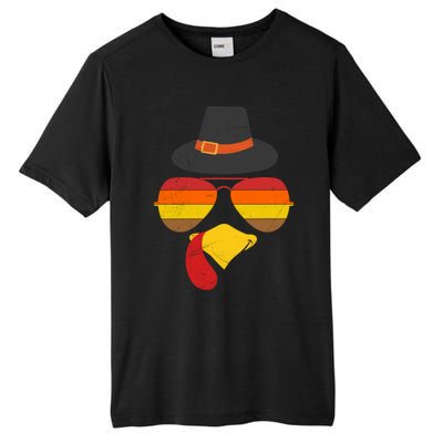 Vintage Turkey Face Glasses Thanksgiving Family Gift Tall Fusion ChromaSoft Performance T-Shirt