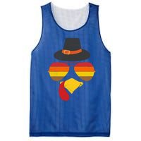 Vintage Turkey Face Glasses Thanksgiving Family Gift Mesh Reversible Basketball Jersey Tank