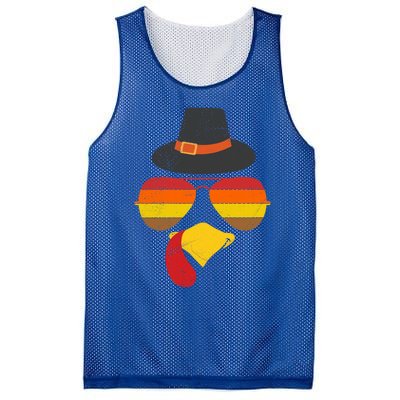 Vintage Turkey Face Glasses Thanksgiving Family Gift Mesh Reversible Basketball Jersey Tank