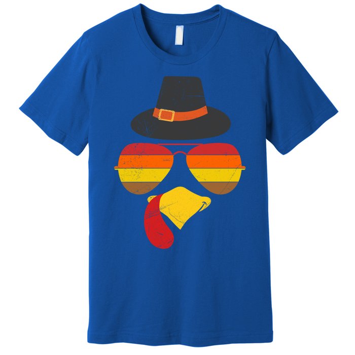 Vintage Turkey Face Glasses Thanksgiving Family Gift Premium T-Shirt