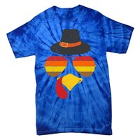 Vintage Turkey Face Glasses Thanksgiving Family Gift Tie-Dye T-Shirt