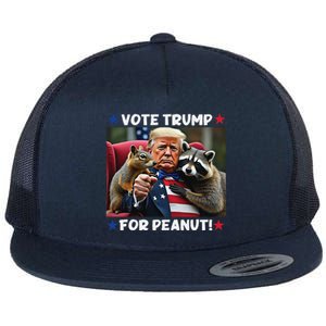 Vote Trump For Peanut The Squirrel Trump 2024 Election Flat Bill Trucker Hat