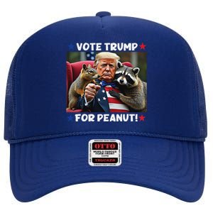 Vote Trump For Peanut The Squirrel Trump 2024 Election High Crown Mesh Back Trucker Hat