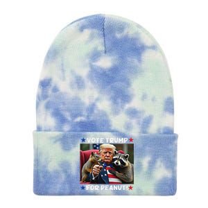 Vote Trump For Peanut The Squirrel Trump 2024 Election Tie Dye 12in Knit Beanie