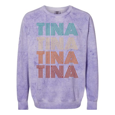 Vintage Tina First Name Pattern Tina Colorblast Crewneck Sweatshirt