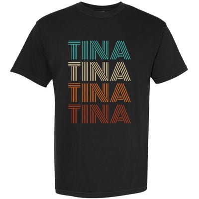 Vintage Tina First Name Pattern Tina Garment-Dyed Heavyweight T-Shirt