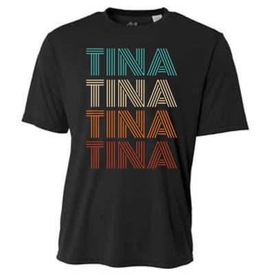 Vintage Tina First Name Pattern Tina Cooling Performance Crew T-Shirt