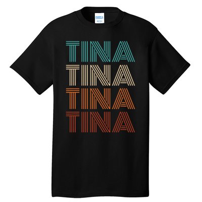 Vintage Tina First Name Pattern Tina Tall T-Shirt