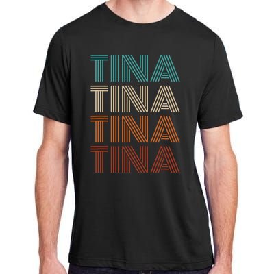 Vintage Tina First Name Pattern Tina Adult ChromaSoft Performance T-Shirt