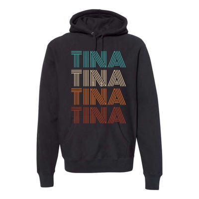 Vintage Tina First Name Pattern Tina Premium Hoodie