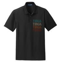 Vintage Tina First Name Pattern Tina Dry Zone Grid Polo