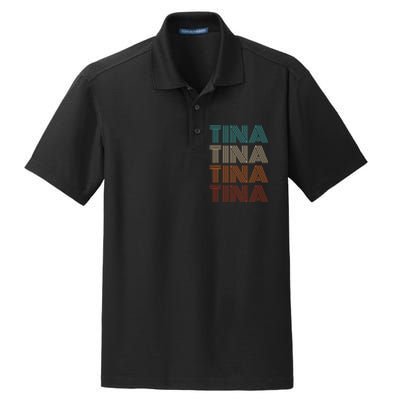 Vintage Tina First Name Pattern Tina Dry Zone Grid Polo