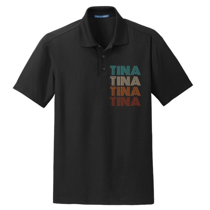 Vintage Tina First Name Pattern Tina Dry Zone Grid Polo