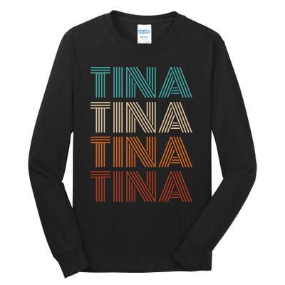 Vintage Tina First Name Pattern Tina Tall Long Sleeve T-Shirt