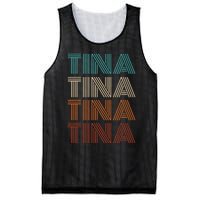 Vintage Tina First Name Pattern Tina Mesh Reversible Basketball Jersey Tank