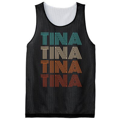 Vintage Tina First Name Pattern Tina Mesh Reversible Basketball Jersey Tank