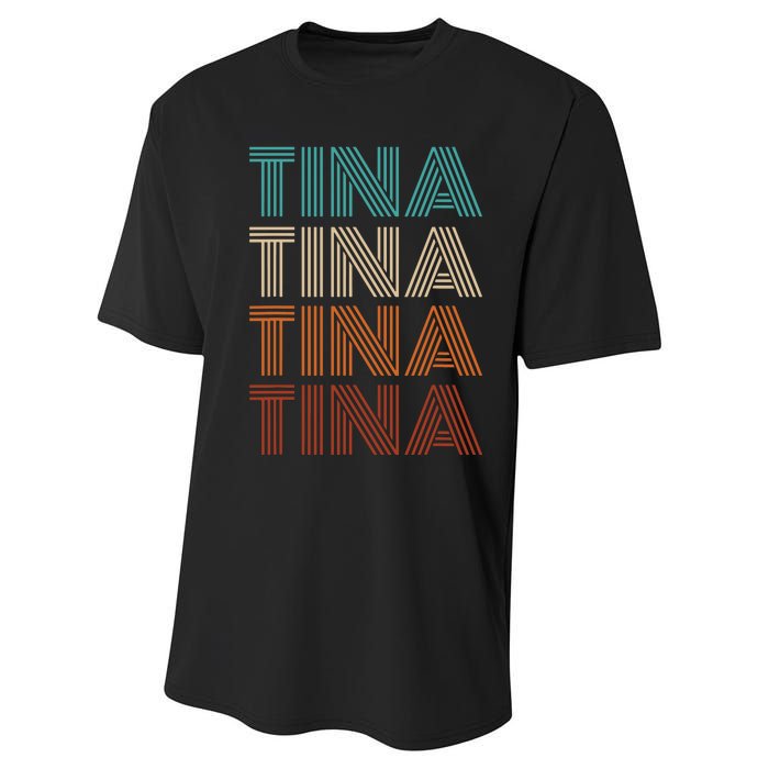 Vintage Tina First Name Pattern Tina Performance Sprint T-Shirt